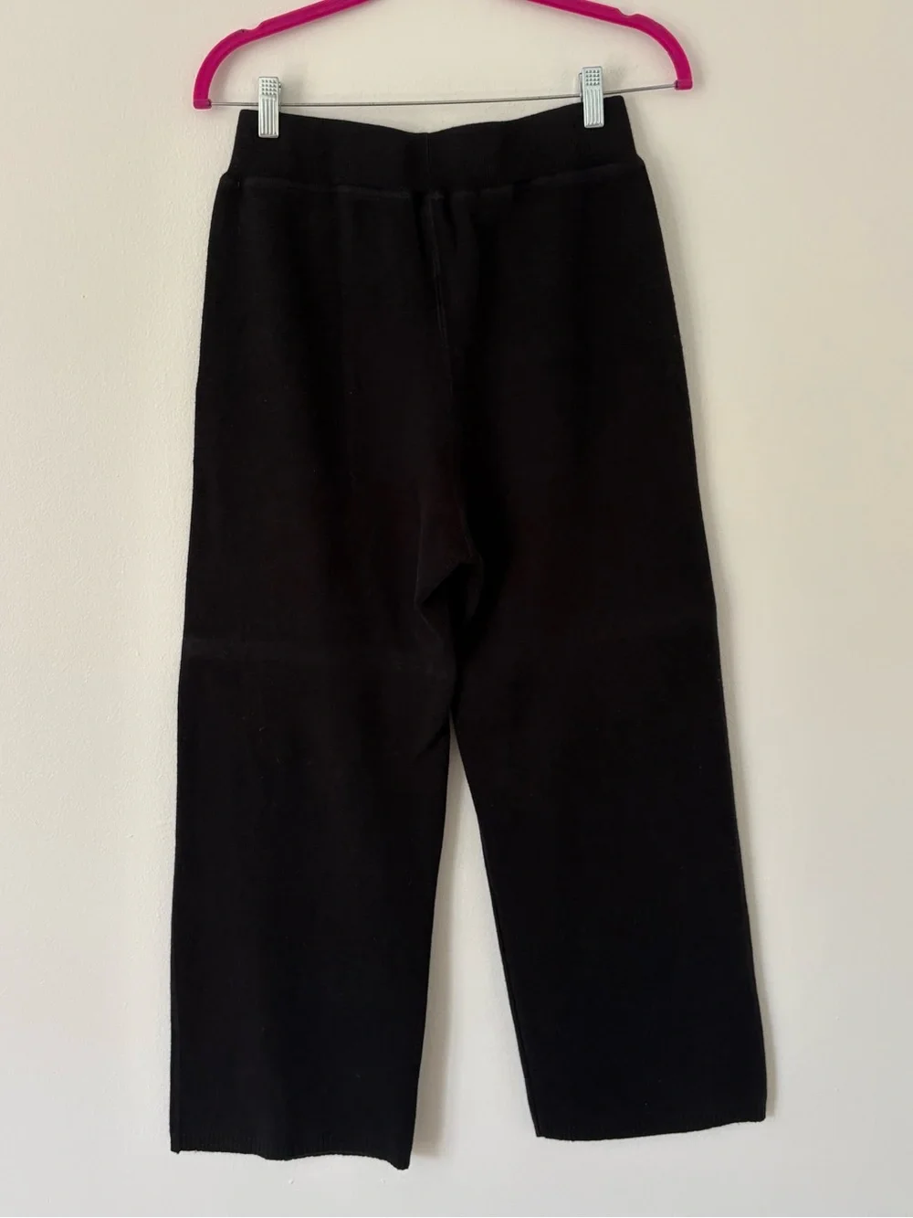 J Crew Collection Black Wool Cotton Cropped Wide Leg Pull On Knit Pants Medium